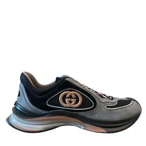 Gucci Run Suede Sneakers Black Interlocking G Men's 11 US 11.5 NEW